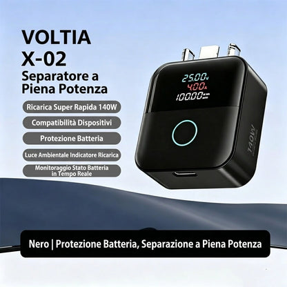 Voltia — Adattatore Ricarica 140W con Display e Spegnimento Automatico